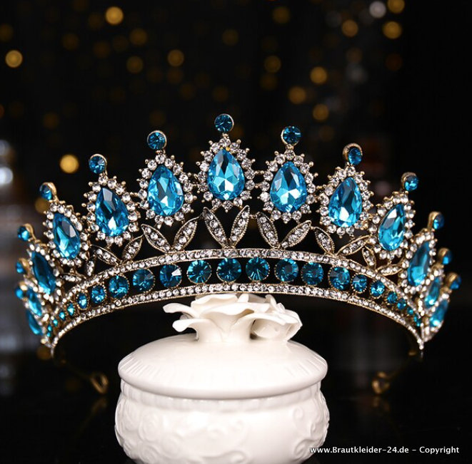 Königlich blau Saphir Tiara Diadem Braut Kristall Krone Festzug  Abschlussball Pa