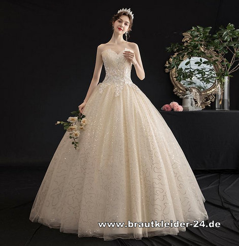 Ball Linie Brautkleid Rica mit Spitze und Pailletten Stickereien