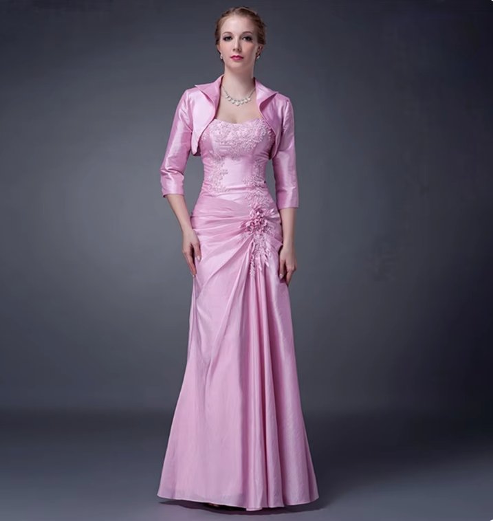 Meerjungfrau Brautmutterkleid Lexa Lang in Rosa mit Bolero Jacke