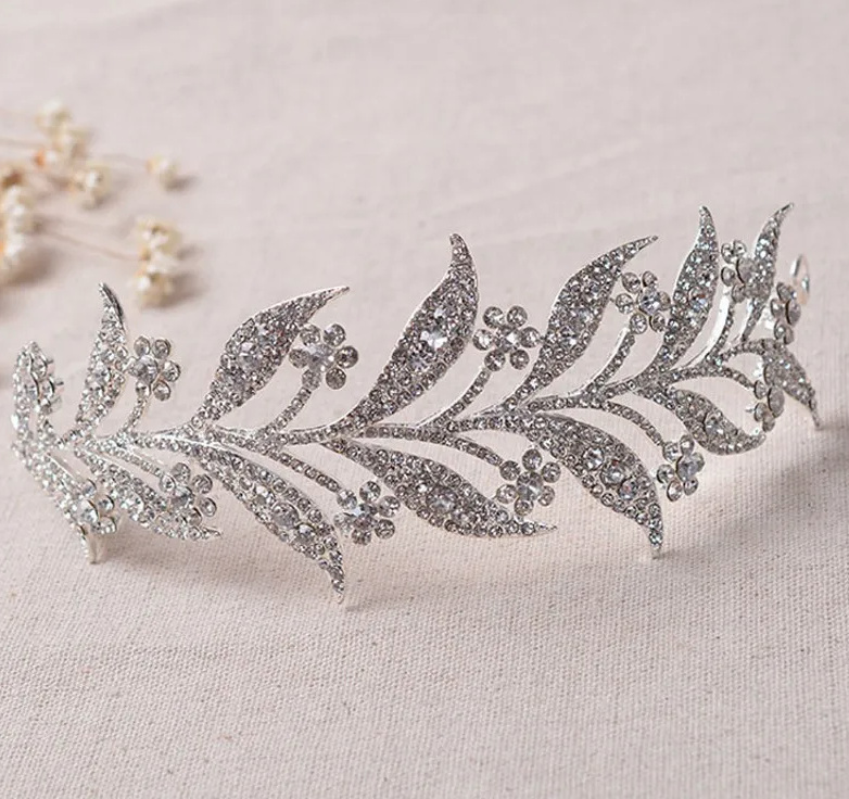 Kristall Strass Blumen Braut Tiara Carlotta