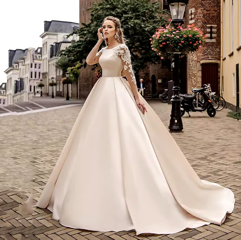 Ball Linie Organza Brautkleid Domenika Bodenlang mit Spitze